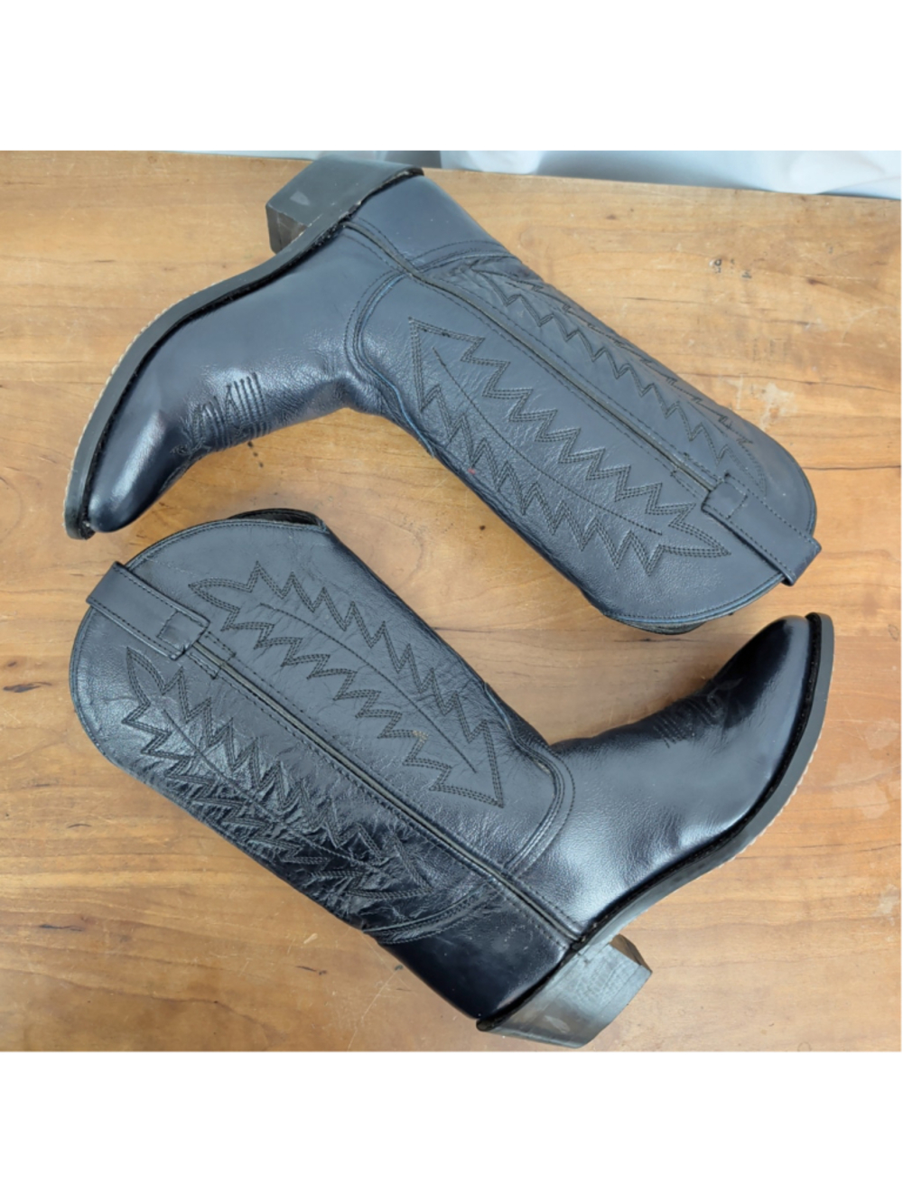 Ladies' Navy Blue Leather Western Boots Size 8 - Picture 4 of 7